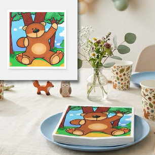 Teller aus Karton Bär in der Prärie - Bear in Serviette