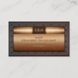 Teller aus Messingmonogramm aus Steampunk Visitenkarte