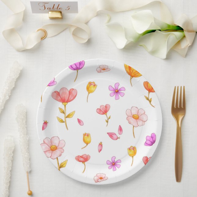 Teller aus niedlich rosa Blume (Hochzeit)