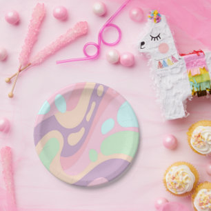 Teller aus Papier glücklich farbenfrohe Pastelle