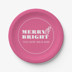 Teller aus Papier Merry & Bright Pink