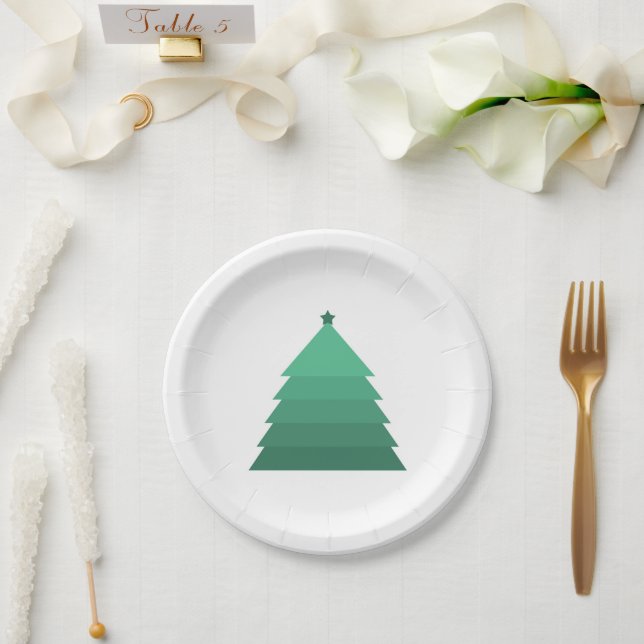 Teller aus Papier mit Weihnachtsbaum (Hochzeit)