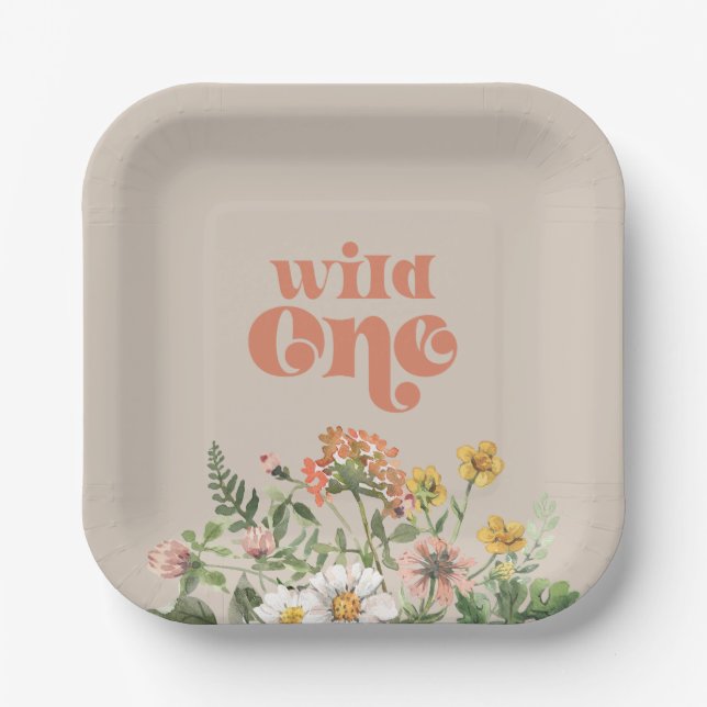 Teller aus Papier mit Wildblumenmuster (Vorderseite)
