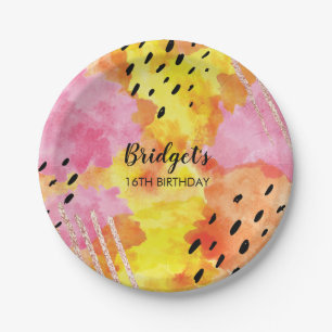 Teller aus personalisiertem Party mit blauem Strei