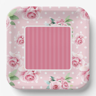 Teller aus rosa Blumenpapier