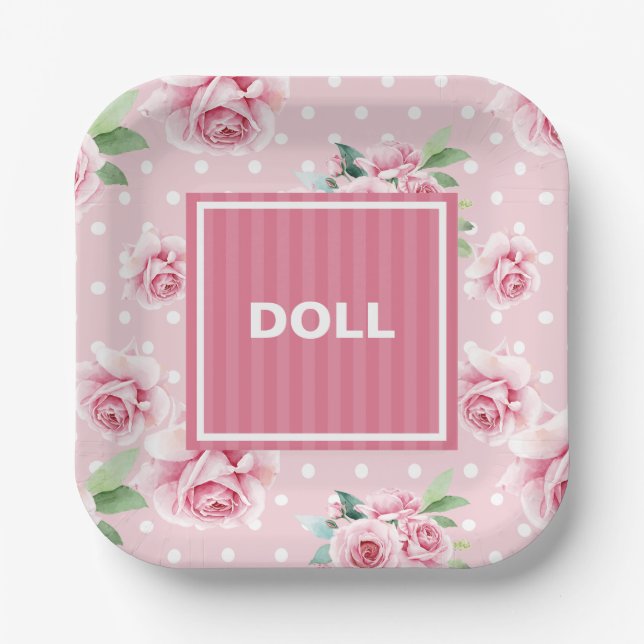 Teller aus rosa Blumenpapier (Vorderseite)