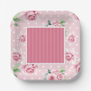 Teller aus rosa Blumenpapier