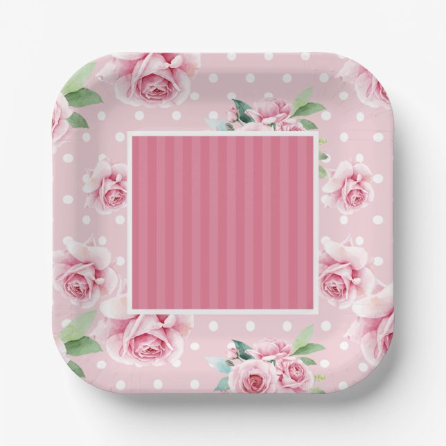 Teller aus rosa Blumenpapier (Vorderseite)