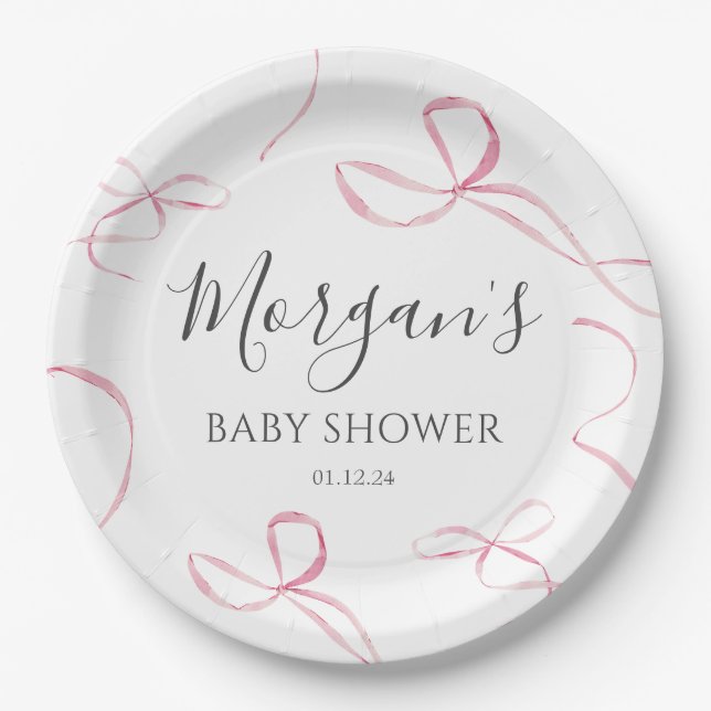 Teller aus rosa Bugpapier, Dekorationen aus Bugmot (Vorderseite)