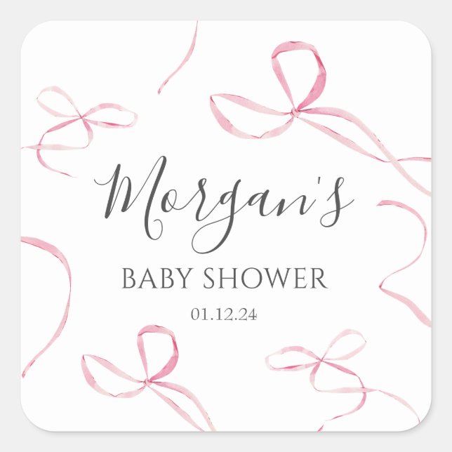 Teller aus rosa Bugpapier, Dekorationen aus Bugmot Quadratischer Aufkleber (Vorderseite)