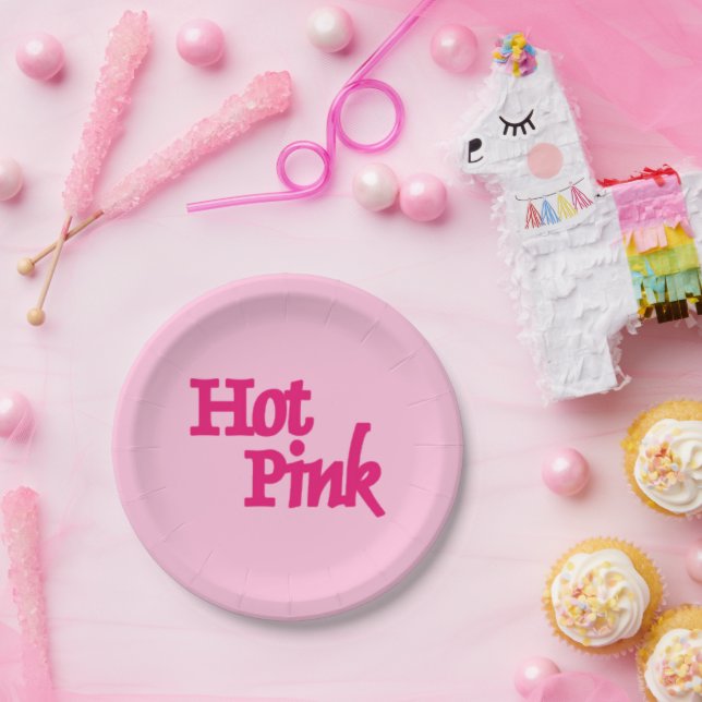 Teller aus rosa, heißrosa Papier (Party)