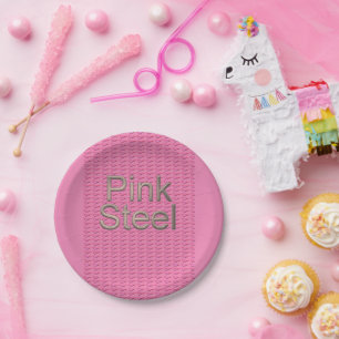 Teller aus rosa Stahlpapier