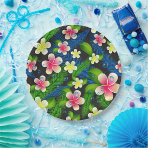 Teller aus rosa und gelbgestrichenem Hibiskus