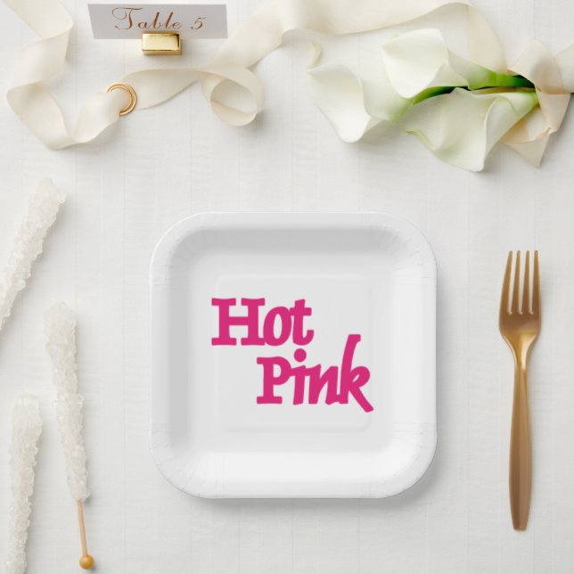 Teller aus weißem, rosa viereckigem Papier (Hochzeit)