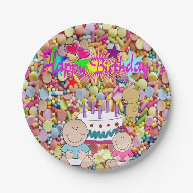 Teller, Baby Happy Birthday Pappteller (Vorderseite)
