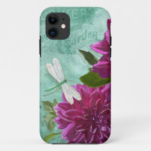Teller-Dahlie-Blumen der Libellen-w lila Case-Mate iPhone Hülle