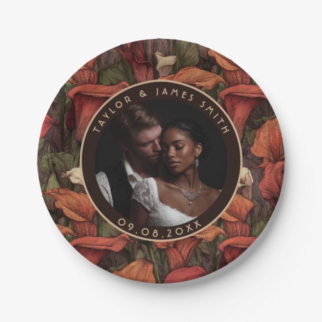 Teller der Calle Lilies für die Sommerhochzeit (Vorderseite)