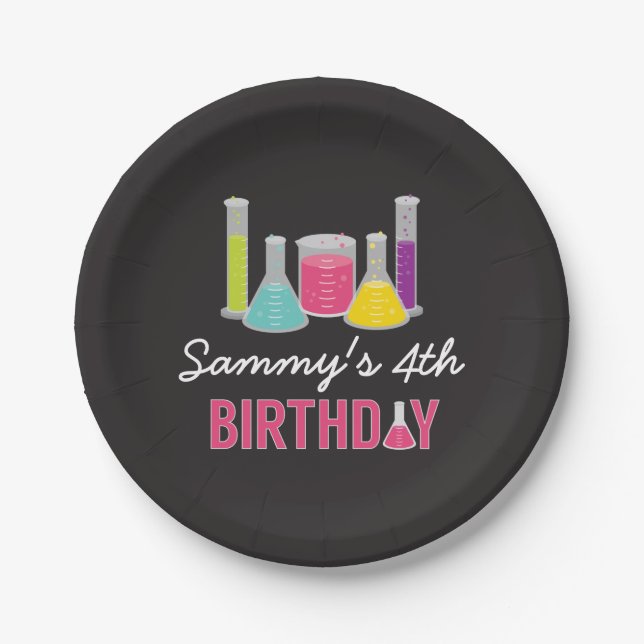 Teller des wissenschaftlichen Party in Rosa (Vorderseite)