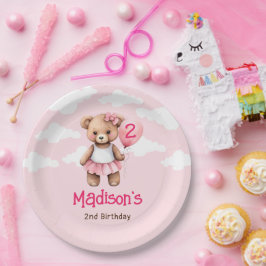 Teller des zweiten Geburtstags Bären Thema