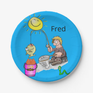 Teller, Fischer Fisch Sun Blue Pappteller