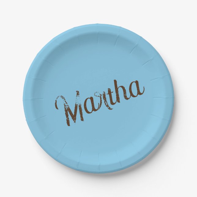 Teller für antikes Namenspapier (Sky Blue & Copper (Vorderseite)