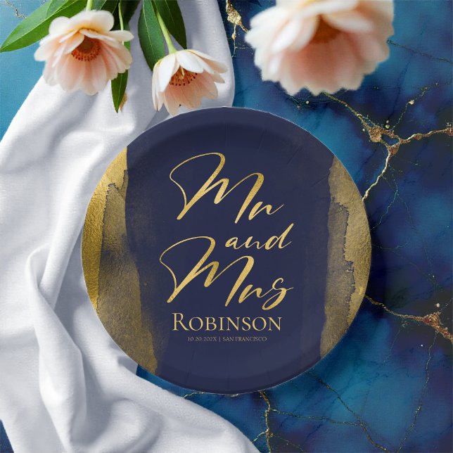 Teller für Aquarellpapier | Blue Wedding Abstrakt (Von Creator hochgeladen)