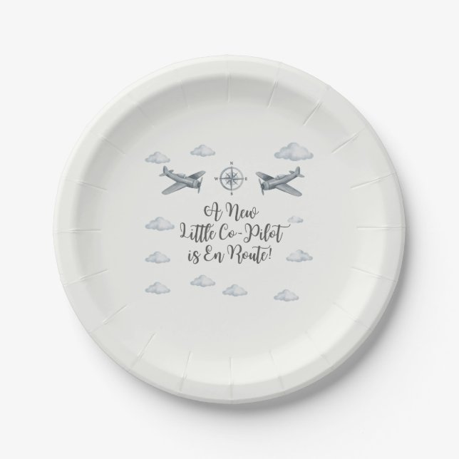 Teller für Baby Shower Luftwaffe Kleiner Co-Pilot (Vorderseite)