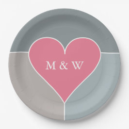 Teller für das Herz-Muster in Monogramm
