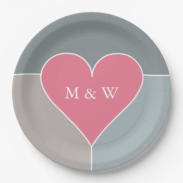 Teller für das Herz-Muster in Monogramm (Vorderseite)