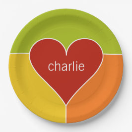 Teller für das Herz-Muster in Monogramm