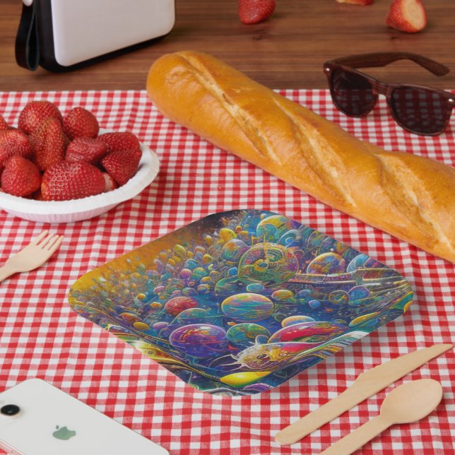 Teller für das Quadrat der Weltraummarke (Picknick)