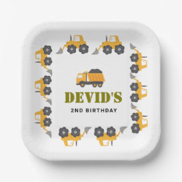 Teller für den Bau von Lkw-Birthday-Papier