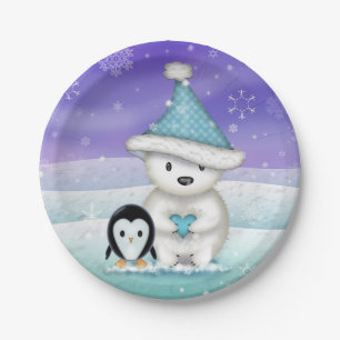 Teller für den Urlaub von Kleinem Eisbär und Pingu