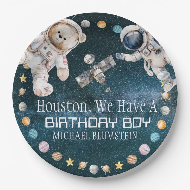 Teller für die Geburtstagsparty im Weltraum (Vorderseite)