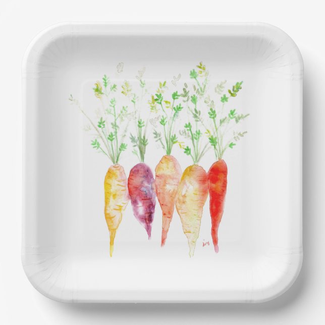 Teller für die Wasserfarbenheizung - Karotten (Vorderseite)