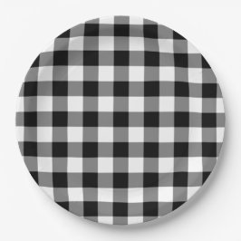 Teller für Gingham-Muster in Schwarzweiß