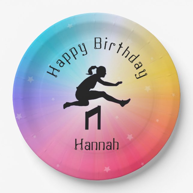 Teller für Girls Track & Field Rainbow Stars (Vorderseite)