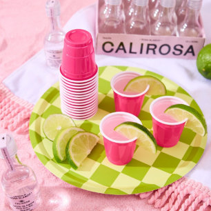 Teller für grünes und Limones kariertes Party