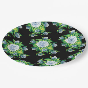 Teller für handgestrichene blaue Rose