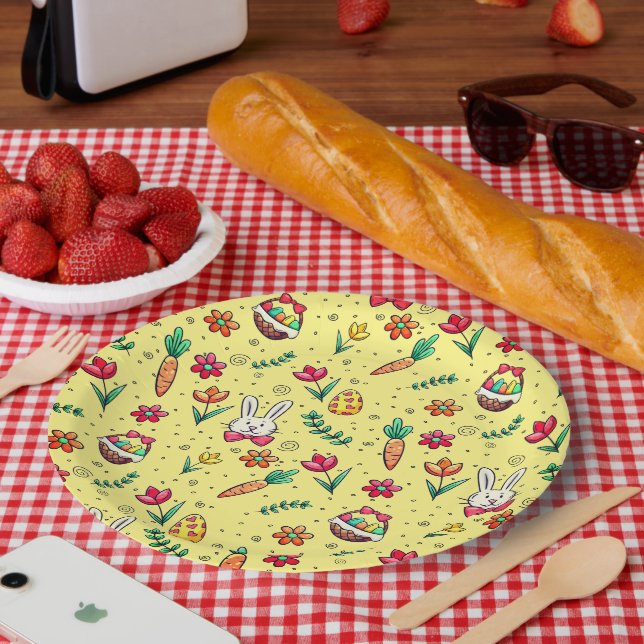 Teller für hellgelbes Ostermuster (Picknick)