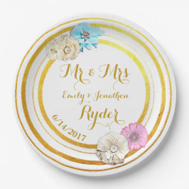 Teller für Hochzeitspapiere in Rosa, Blau und Gold