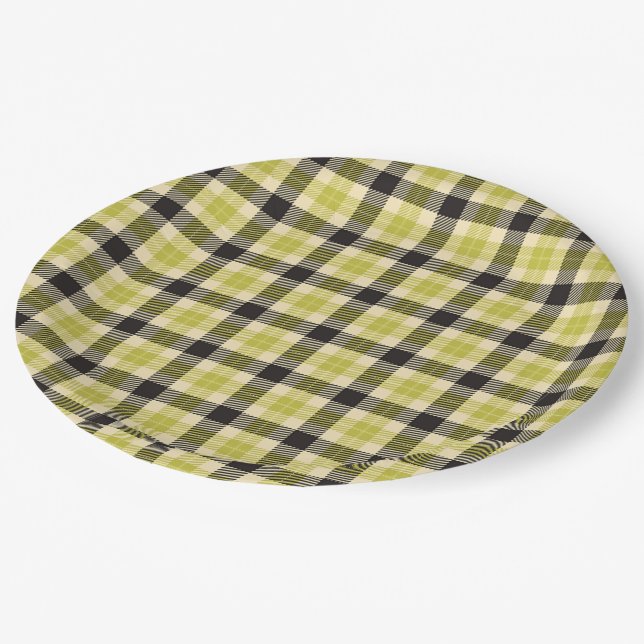 Teller für Kariertes Olivenöl und  Tartan (Schrägansicht)
