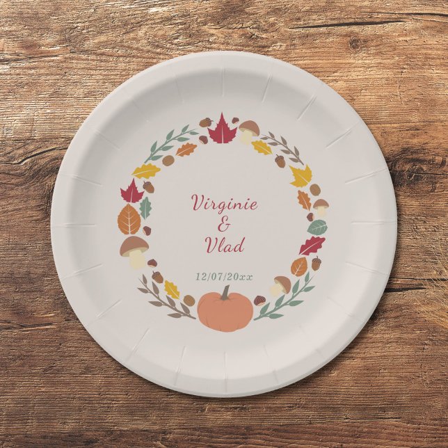 Teller für Kleider und Hochzeiten im Herbst (Wreath & Fall Wedding Paper Plates)