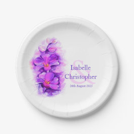 Teller für lila Blume in Aquarellfarben