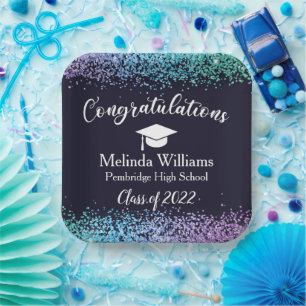 Teller für Lila und blaue Abschluss