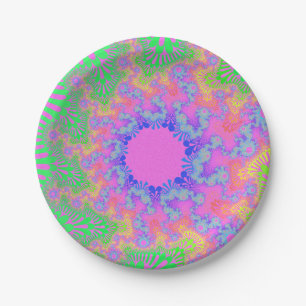 Teller für Neon Rainbow Sunburst Paper