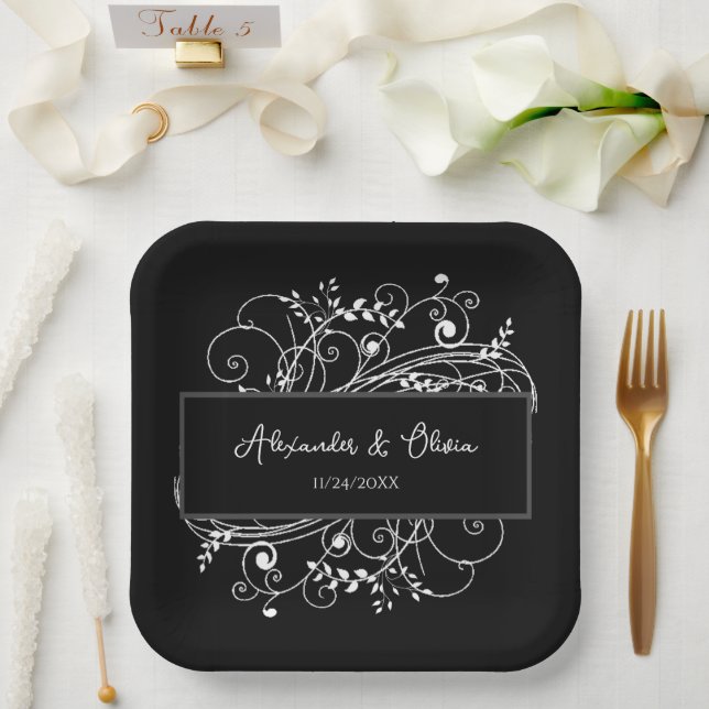 Teller für Polterabend  aus schwarzem Blüh (Hochzeit)