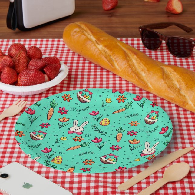 Teller für weiches Cyan-Oaster-Muster (Picknick)