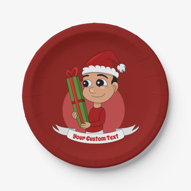 Teller für Weihnachtsjunge Cartoon (Vorderseite)