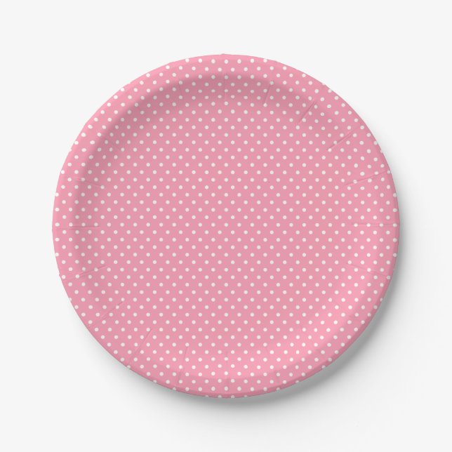 Teller in Rosa und Weißpolka Dot (Vorderseite)